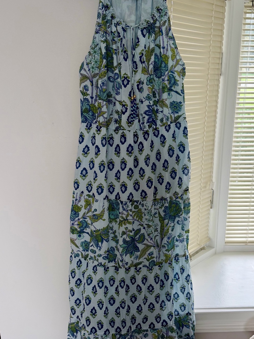 Calypso Light Blue Floral Halter Maxi Dress